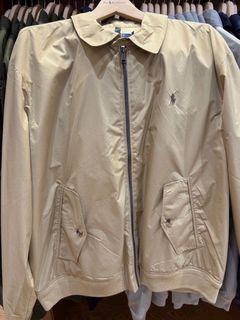 Polo Ralph Lauren BEIGE Full Zip Packable Water Repellent Windbreaker Jacket 2XL